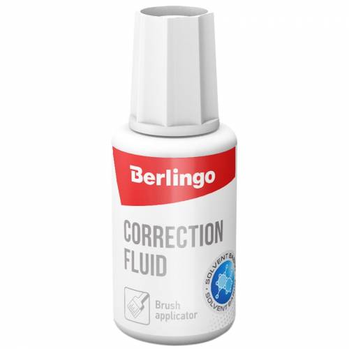 Корректирующая жидкость Berlingo, 20мл, на химической основе, с кистью