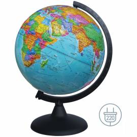 Глобус политический рельефный Глобусный мир, 25см, с подсветкой на круглой подставке