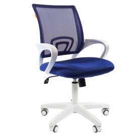 Кресло оператора Chairman 696 white, ткань синяя/сетка синяя, механизм качания