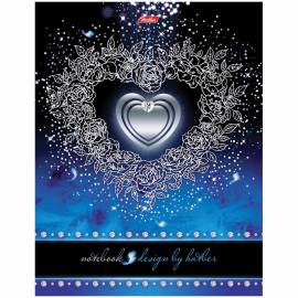 Бизнес-блокнот А5 80л., ЛАЙТ Hatber "Серебряное сердце", 5-цв. блок, матов. ламинация, 3D фольга