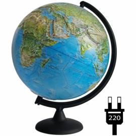 Глобус физико-политический рельефный Глобусный мир, 32см, с подсветкой на круглой подставке