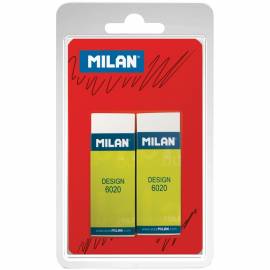 Набор ластиков Milan "Design 6020", 2 шт., прямоугольный, ПВХ, картон. держатель, 61*21*11мм,блистер