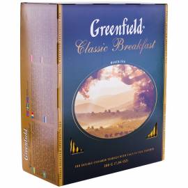 Чай Greenfield "Classic Breakfast", черный, 100 фольг. пакетиков по 2г