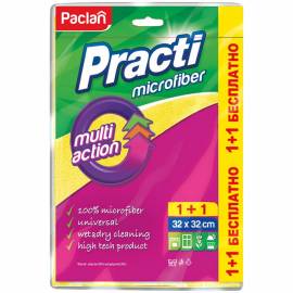 Салфетка для уборки Paclan "Practi" микрофибра, 32*32см, 2шт., европодвес