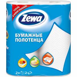 Полотенца бумажные в рулонах Zewa, 2-х слойн., 15м/рул, тиснение, белые, 2шт.