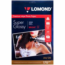 Бумага А4 для стр. принтеров Lomond, 170г/м2 (20л) супергл.