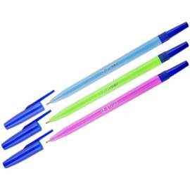 Ручка шариковая Стамм "049" синяя, 1,0мм, флуоресцентный корпус