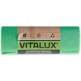 Мешки для мусора 120л КБ "VitaLux-био" ПНД, 70*105см, 15мкм, 10шт.,зеленые, в рулоне