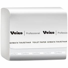 Бумага туалетная листовая Veiro Professional "Comfort"(V-сложение) 2-х слойн., 250лист/пач, белая
