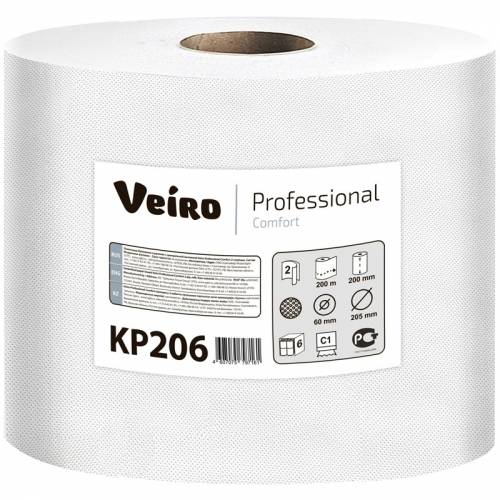 Полотенца бумажные в рулонах Veiro Professional "Comfort"(С1), 2-х слойн., 200м/рул, ЦВ, белые