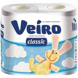 Бумага туалетная Veiro "Classic" 2-х слойн., 4шт., тиснение, белая