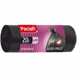 Мешки для мусора 20л Paclan "Standard" ПНД, 45*55см, 7,3мкм, 40шт., черные, в рулоне