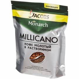 Кофе растворимый Jacobs Monarch "Millicano", сублимированный, с молотым, мягкая упаковка, 150г