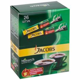 Кофе растворимый Jacobs Monarch, гранулированный, порционный, шоубокс, 26 пакетиков*1,8г