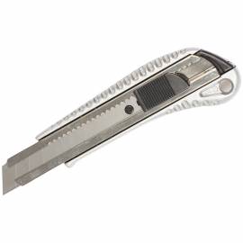 Нож канцелярский 18мм Berlingo "Metallic", auto-lock, металлический корпус, европодвес