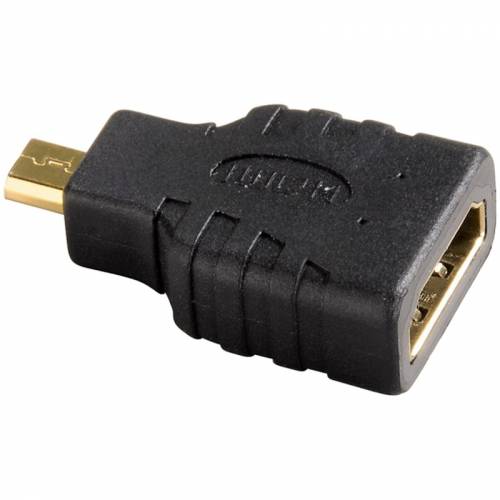 Адаптер HDMI D(micro) - A (m-f), позолоченные контакты, черный, Hama